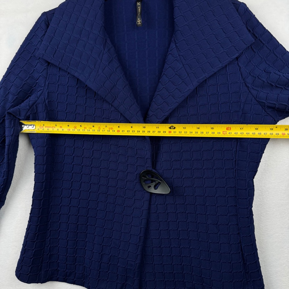 IC by Doni Knits Women's Navy Textured Jacket Statement Button Size S - Picture 8 of 10